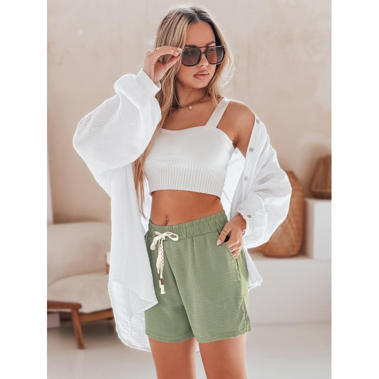 Zelene ženske kratke hlače z visokim pasom SY0448