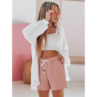 Ženske roza kratke hlače z visokim pasom SY0449
