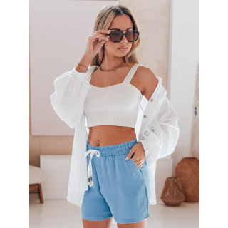 Ženske modre kratke hlače z visokim pasom SY0446