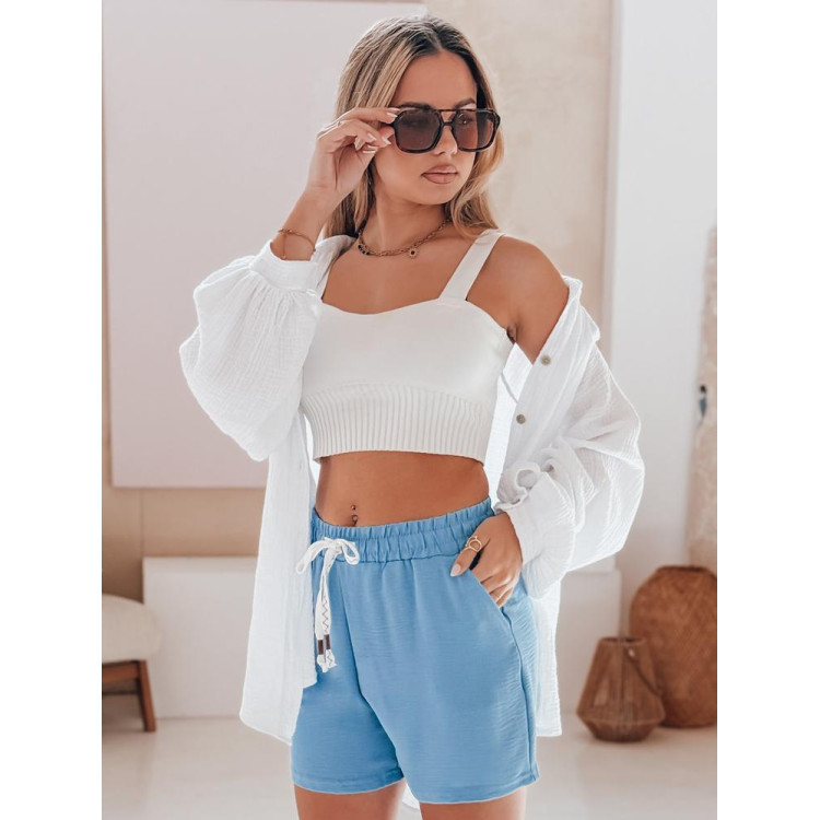 Ženske modre kratke hlače z visokim pasom SY0446