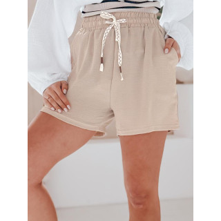 Bež ženske kratke hlače z visokim pasom SY0447