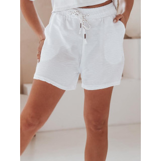 Ženske bele kratke hlače z visokim pasom SY0450