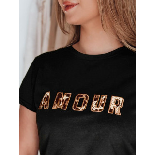 Črna ženska majica z vezenjem RY2855