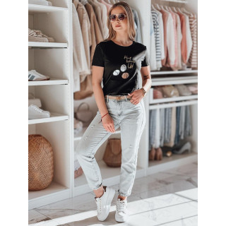 Črna ženska majica s pudlom RY2736