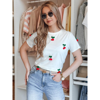 Ženska bela 3D majica z motivom češnje RY2848