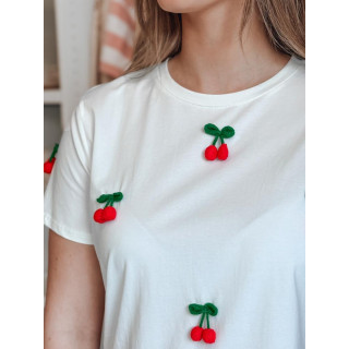 Ženska bela 3D majica z motivom češnje RY2848