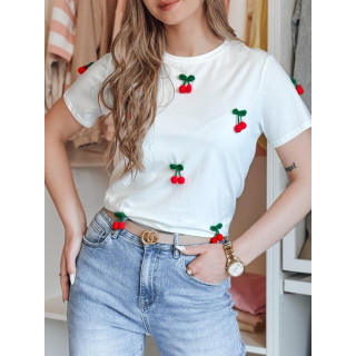 Ženska bela 3D majica z motivom češnje RY2848