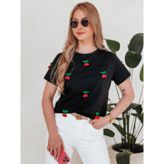 Črna ženska 3D majica z motivom češnje RY2847