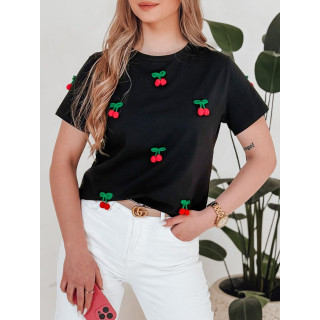 Črna ženska 3D majica z motivom češnje RY2847