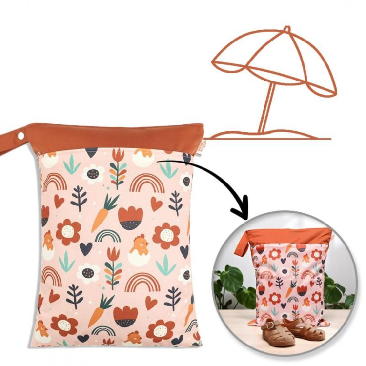 Vodoodporna roza torba z barvitim potiskom