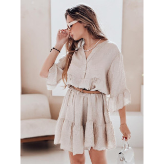 Poletna obleka iz muslina v bež barvi EY2615