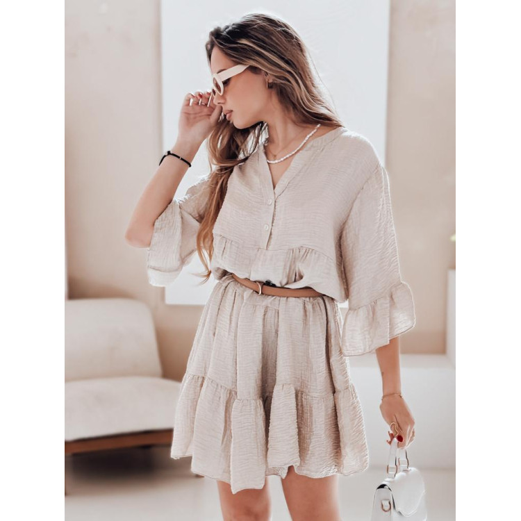 Poletna obleka iz muslina v bež barvi EY2615