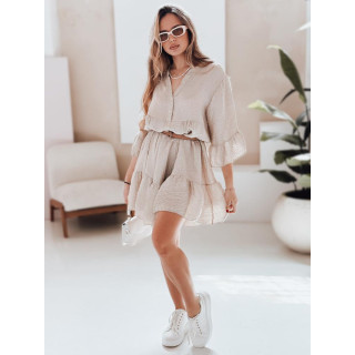 Poletna obleka iz muslina v bež barvi EY2615