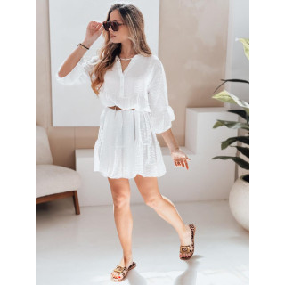 Ženska bela poletna obleka iz muslina EY2613