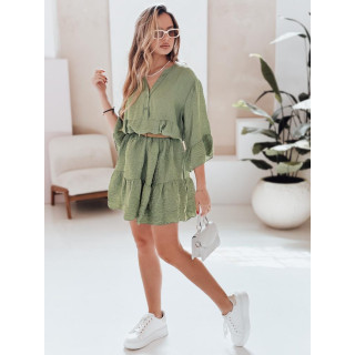Poletna obleka iz muslina in zelene barve EY2616
