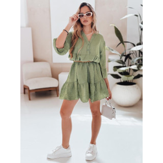 Poletna obleka iz muslina in zelene barve EY2616