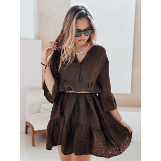 Ženska rjava obleka iz muslina EY2617