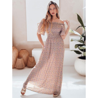 Ženska vijolična maksi obleka s cvetjem EY2633