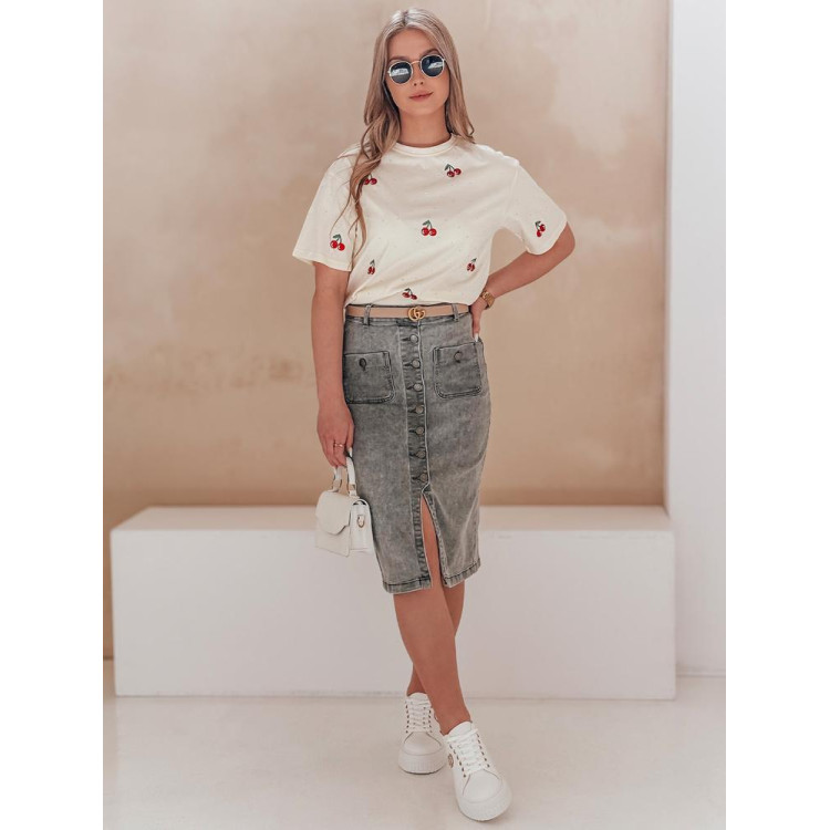 Džins sivo midi krilo z gumbi CY0510