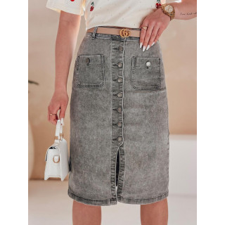 Džins sivo midi krilo z gumbi CY0510