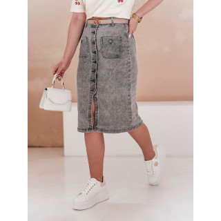 Džins sivo midi krilo z gumbi CY0510