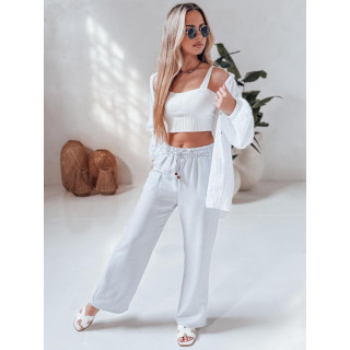 Ženske hlače iz blaga v beli barvi UY2646