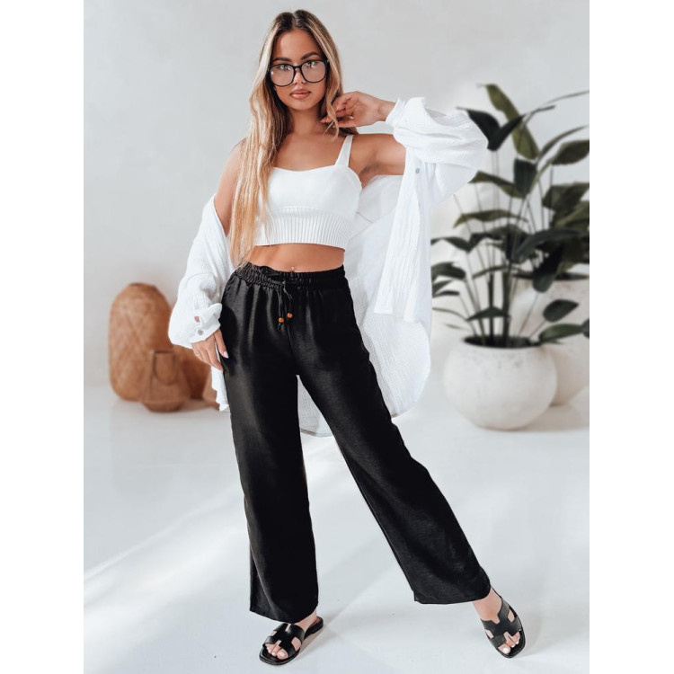 Črne ženske hlače iz blaga UY2641