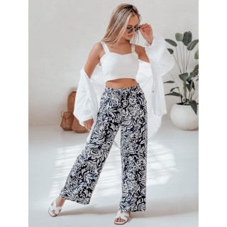 Ženske hlače s cvetličnim vzorcem, temno modre UY2632