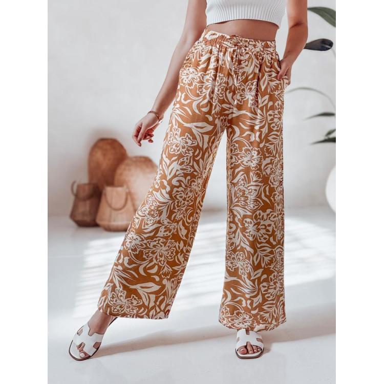 Rjave cvetlične ženske hlače UY2633