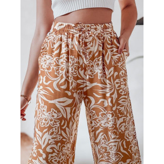 Rjave cvetlične ženske hlače UY2633