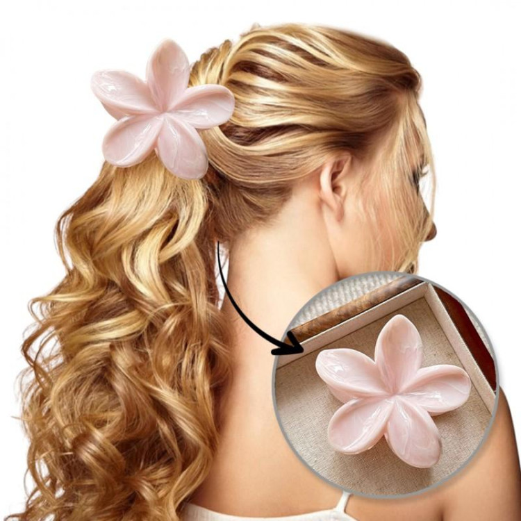 Svetlo roza marmorna sponka za lase - roža za lase