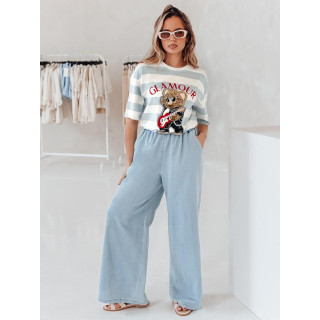 Ženske svetlo modre kavbojke širokih hlač UY2717