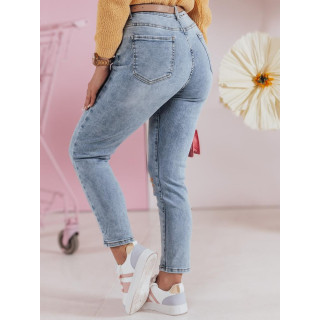 Ženske modre kavbojke s cvetličnim potiskom UY2467