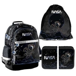 Črn 3-delni šolski komplet NASA iz nahrbtnika, torbe in peresnice