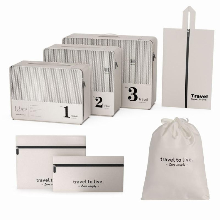 Potovalni set s kremo, 7 kozmetičnih torbic