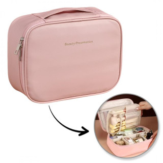 Roza usnjena kozmetična torbica