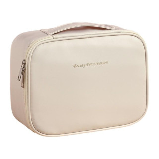 Usnjena kozmetična torbica kremne barve