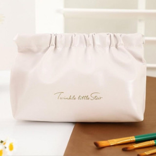 Bež usnjena kozmetična torbica - M