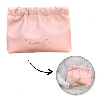 Roza usnjena kozmetična torbica - M