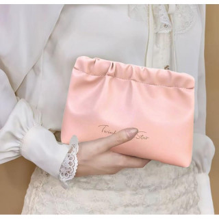 Roza usnjena kozmetična torbica - M