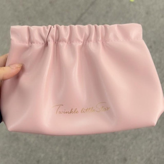 Roza usnjena kozmetična torbica - M