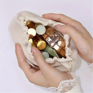 Roza usnjena kozmetična torbica - M