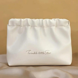 Bež usnjena kozmetična torbica - S