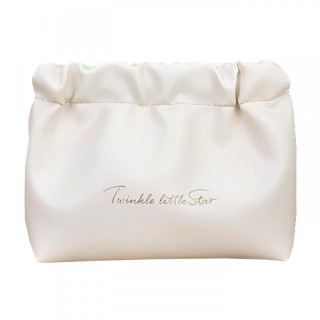 Bež usnjena kozmetična torbica - S