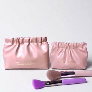 Roza usnjena kozmetična torbica - S