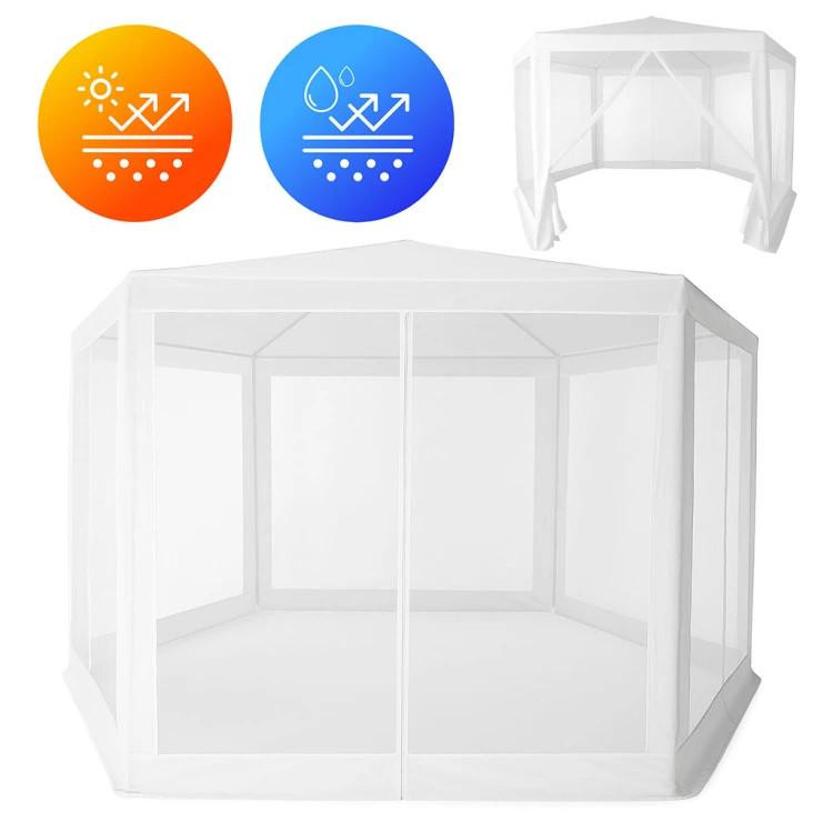 Bel vrtni paviljon z mrežo proti komarjem - 2x2x2 m -