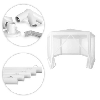 Bel vrtni paviljon z mrežo proti komarjem - 2x2x2 m -