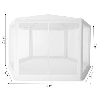 Bel vrtni paviljon z mrežo proti komarjem - 2x2x2 m -