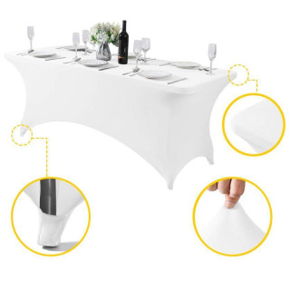 Bel elastičen prt za catering mizo - 240 cm