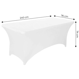 Bel elastičen prt za catering mizo - 240 cm